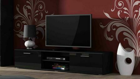 eoshop TV stolík Soho, 180 cm, čierna / čierna lesk